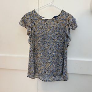 Shirt Sleeve Flower Blouse